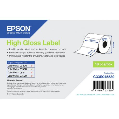 Epson rouleau d'étiquettes, papier normal, 102x51mm IM C33S045539