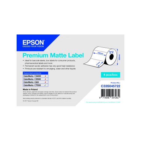 Rouleau d'étiquettes Epson papier normal, 102x51mm IM C33S045722