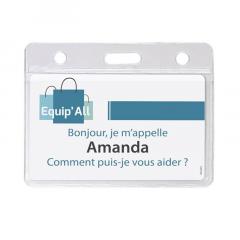 Porte-badge souple PVC Recyclé horizontal - Lot de 100