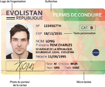 Exemple carte personnalisée et sécuriser par imprimante retransfert Evolis